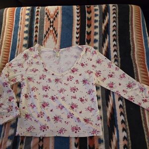 Forever 21 Kids Floral Long Sleeve Tee - Pink and White